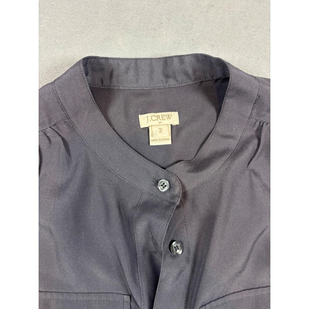 J.Crew Womens Size 2 Dark Gray Sleeveless Button Down Band Collar Blouse Top - Picture 2 of 5